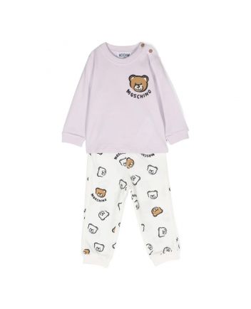 Kids Purple Teddy Logo Cotton Tracksuit