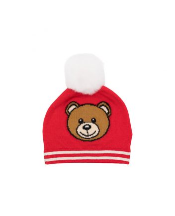 Baby Unisex Red Teddy Pom-Pom Baby Hat