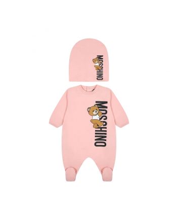 Pink Teddy Bear Logo Babygrow Set