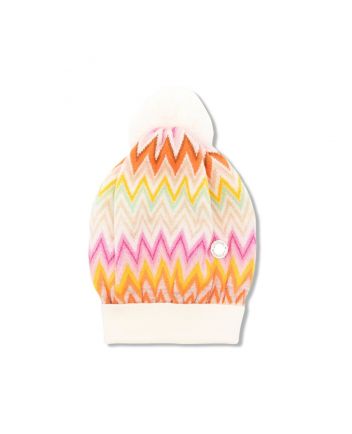 Girls Multi-Color Zigzag Knitted Beanie