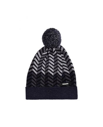 Unisex Black Zigzag-Print Wool Hat