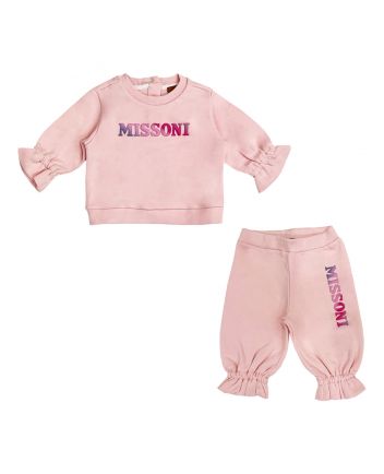 Baby Girls Pink Logo-Print Tracksuit