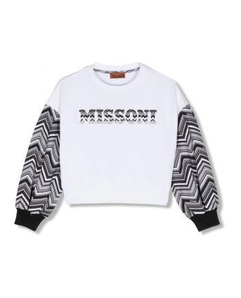 Girls White Logo-Embroidered Sweatshirt
