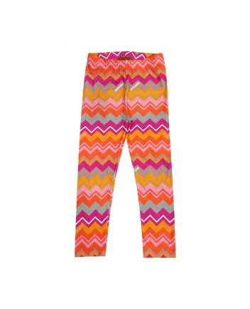 Girls Pink Cotton Knit Zigzag Leggings