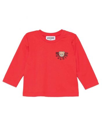 Baby Unisex Red Teddy Bear-Print T-shirt