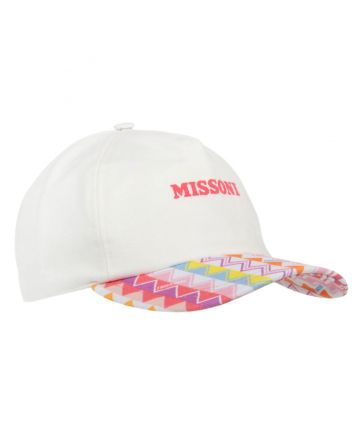 Girls White Cotton Zigzag Cap