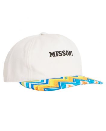 Unisex White Cotton Zigzag Cap