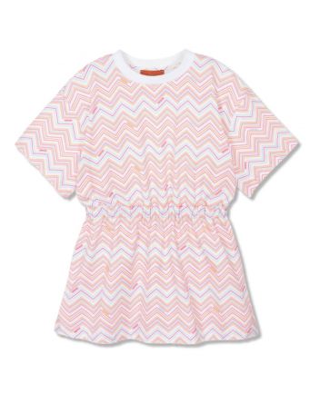 Girls Pink Organic Cotton Zigzag Dress