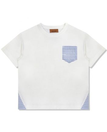 Boys White Logo-Pocket Cotton T-Shirt