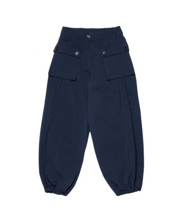 Girls Navy Blue Drill Cargo Pants