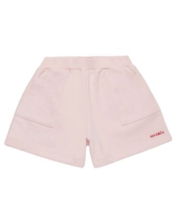 Girls Pink Embroidered-Logo Fleece Shorts