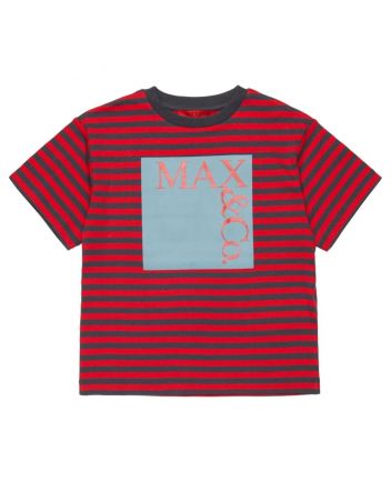Girls Red Logo-Print Striped T-Shirt