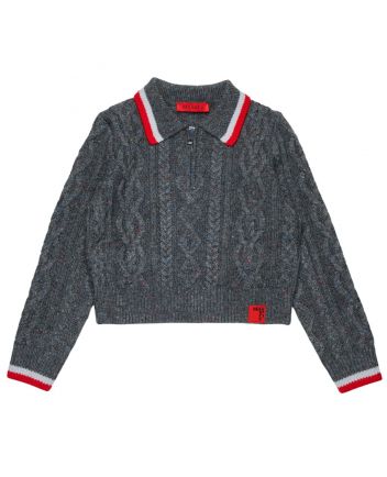 Girls Grey Zip-Up Logo-Print Sweatshirts