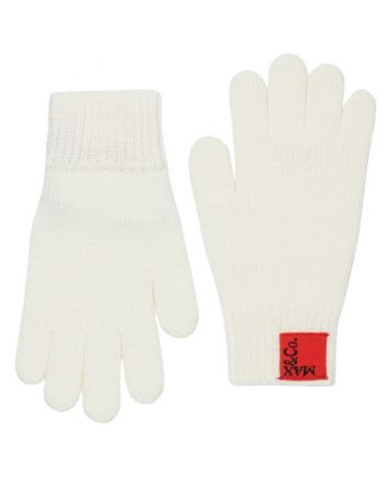 Girls Cream Knitted Logo-Patch Gloves