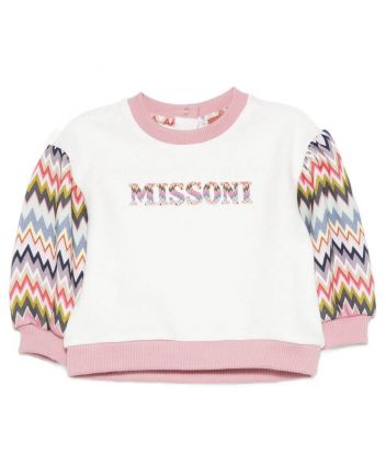 Baby Girls White & Pink Logo-Print Sweatshirt