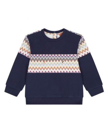Baby Boys Blue Zig-Zag Embroidery Sweatshirt