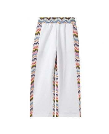 Girls White Patterned Wide-Leg Jogger