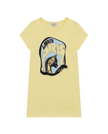 Girls Light Yellow Logo Dress