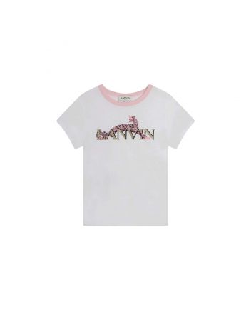 Girls White Half Sleeves T-Shirt