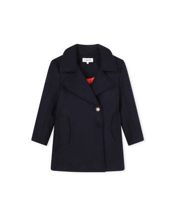 Girls Navy Blue Wool Coat