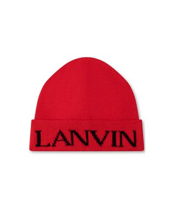Boys Red Logo Knit Beanie