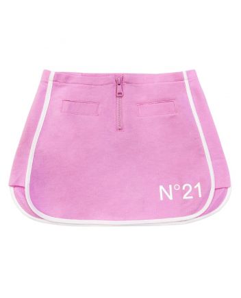 Girls Pink Logo-Print Cotton Skirt