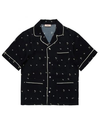 Girls Blacl Allover Palms-Prints Shirt