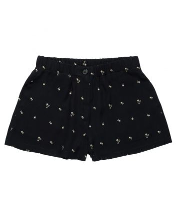 Girls Black Allover Palms-Print Shorts