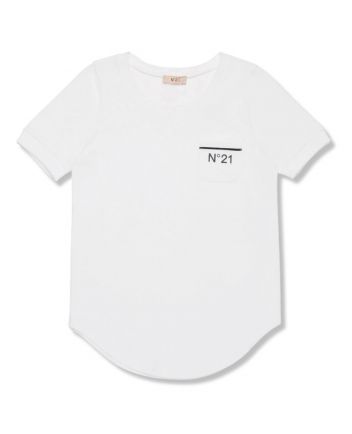 Girls White T-Shirt With Rounded Bottom
