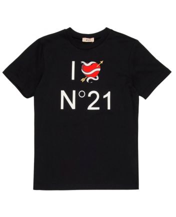 Girls Black Graphic Print T-Shirt