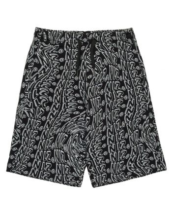 Boys Black Fleece Allover Glitch Shorts