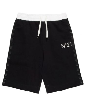Boys Black Logo-Print Cotton Shorts
