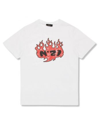 Boys White Logo-Print Cotton T-Shirt