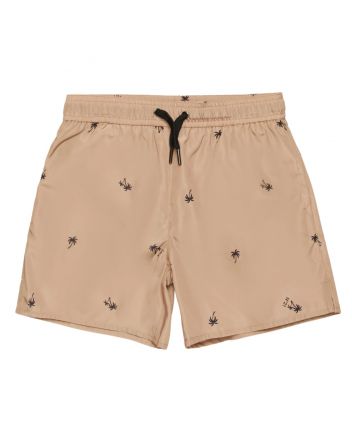 Boys Beige Logo-Print Swim Shorts