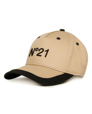 Unisex Beige Embroidered-Logo Baseball Cap
