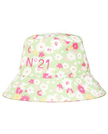 Girls Green Allover Flowers Fisherman Hat