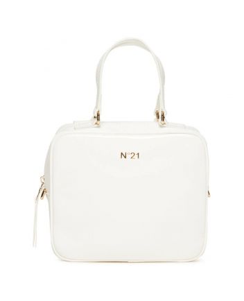 Girls White Logo-Patch Satchel Bag