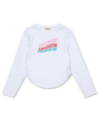 Girls White Graphic Printed T-Shirt