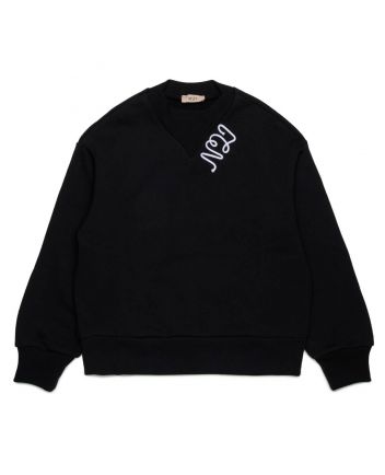 Girls Black Embroidered Logo-Print T-Shirt