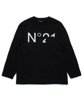 Boys Black Logo-Print T-Shirt