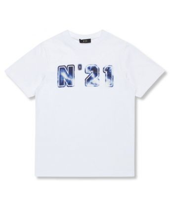 Boys White Logo-Print T-Shirt