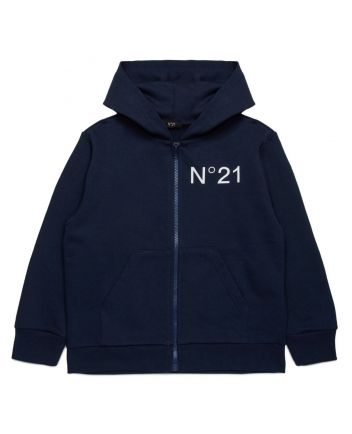 Boys Blue Logo-Print Zip-Up Hoodie