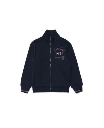 Navy Blue Logo Sweatshirt With Zip