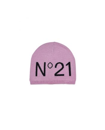 Pink Wool Blend Beanie With Logo
