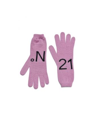 Knit Pink Gloves With Logo