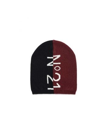 Black And Burgundy Red Beanie Hat
