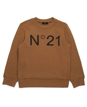 Unisex Brown Logo-Print Sweatshirt