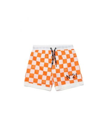 White Swim Boxers With Damier Graphics