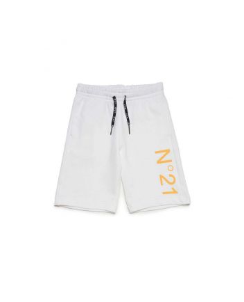 Boys White Logo-Print Fleece Shorts