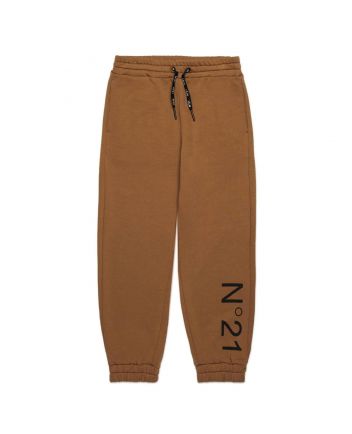 Unisex Brown Logo-Print Joggers